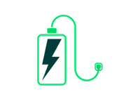 Icône d'une batterie branchée en recharge