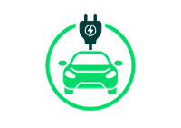 Icône d'une voiture électrique branchée vue du dessus